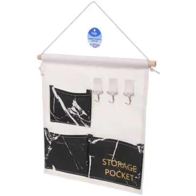 Карман настенный 3 отделения 3 крючка «ИДЕЯДОМА», цвет черный, 34*30см (лейбл Селфи)