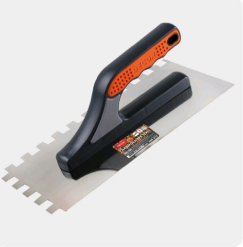 Гладилка  полир.нерж.сталь 0,7мм  280*130мм  Зубчатая  4*4, ручка 3К   DEСOR /680-004