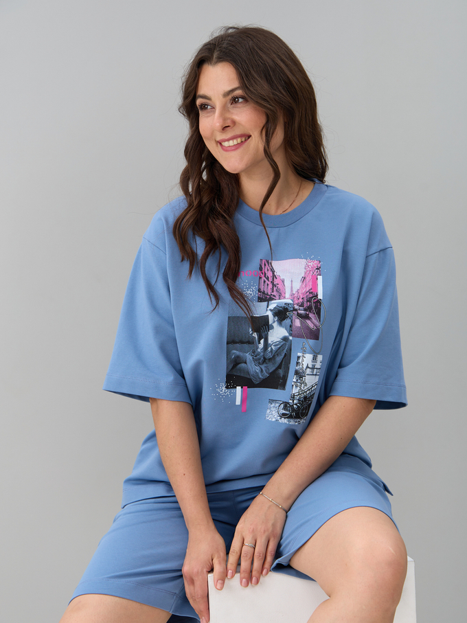 Костюм с шортами КНф-101П/голубой