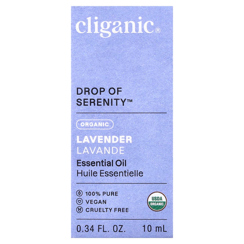 Cliganic, Органическое эфирное масло лаванды, 10 мл (0,34 жидк. Унции)