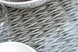 "Капучино" журнальный столик из искусственного ротанга (гиацинт), цвет серый