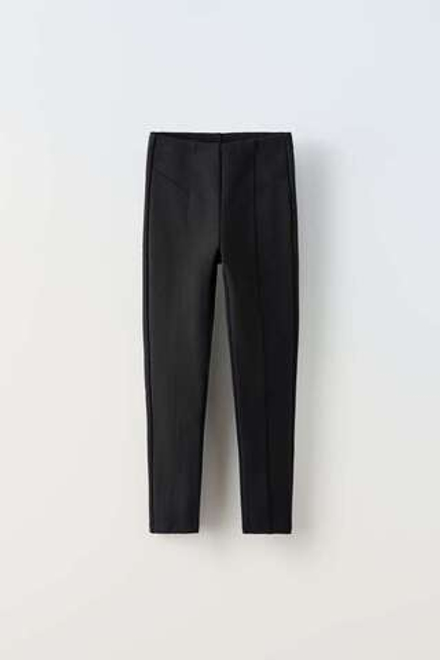 ZARA ТРИКОТАЖНЫЕ ЛЕГИНСЫ, ЧЕРНЫЙ