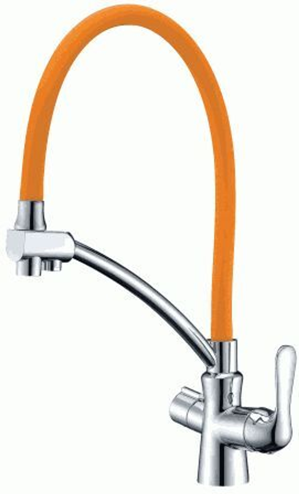 смеситель кухня LEMARK Comfort картридж 35мм, с гибким изл., с подключением фильтра LM3070C-Orange