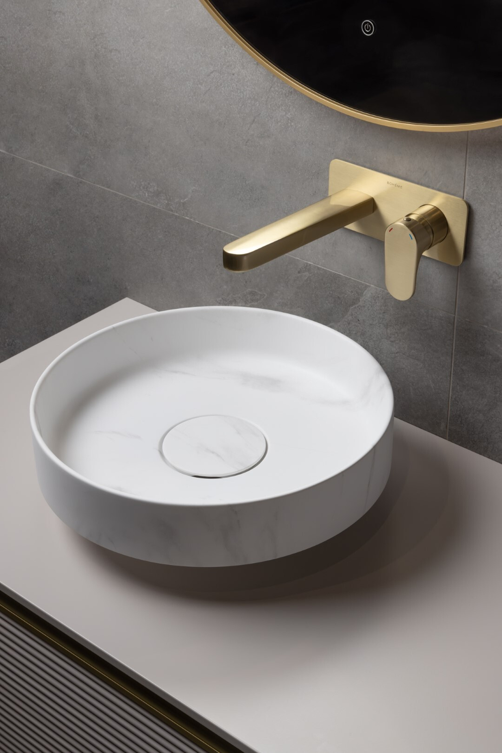 Boheme Раковина накладная Corian 400*130 Calacatta