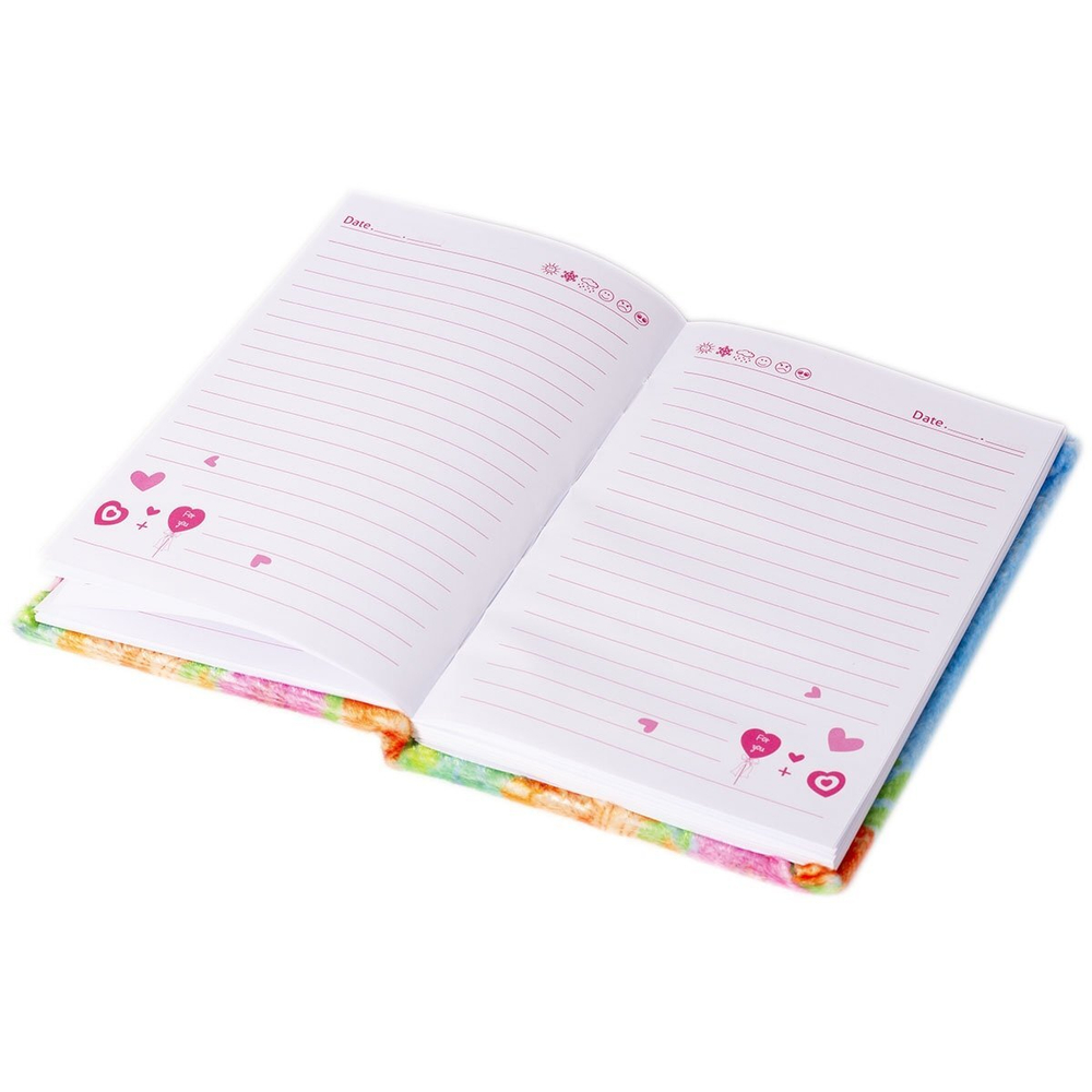 Записная книжка А5, 7БЦ, Alingar, плюш, диз. внутр. блок, линия, 80 л., "Единорог и радуга"