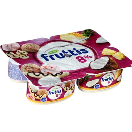Йогурт Fruttis Вишневый Банан сплит/Пинаколада 8% 115 гр