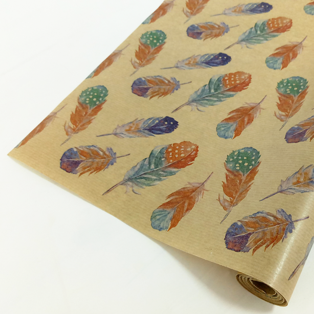 Упаковочная бумага, Крафт 40гр (0,7*10 м) Верже, Легкость (перья), 1 шт.