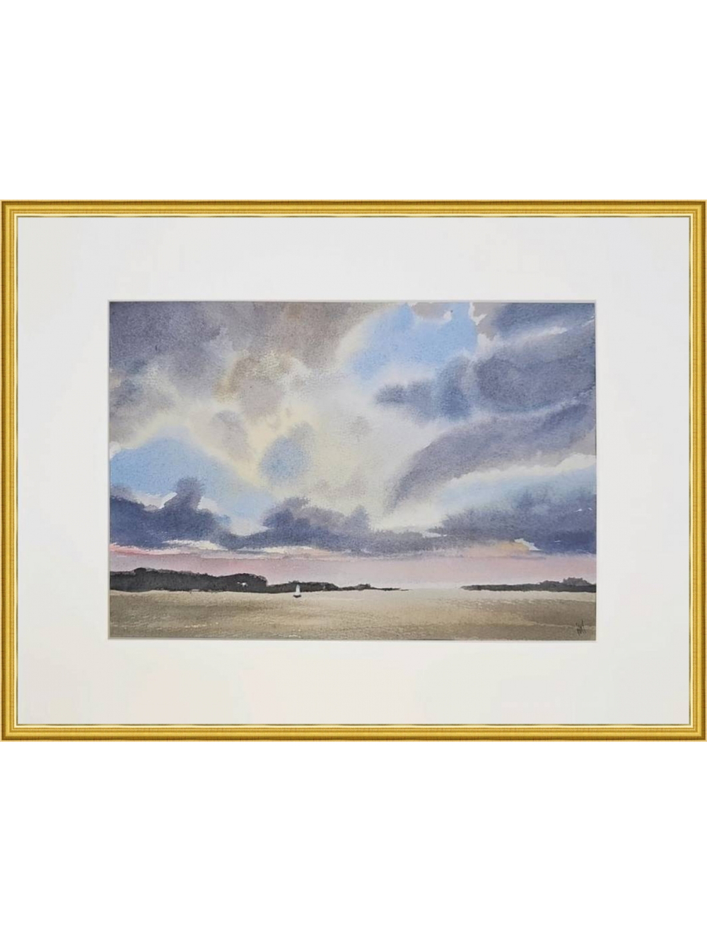 Картина авторская акварельная в паспарту 30х40 см на стену для интерьера "Пейзаж"