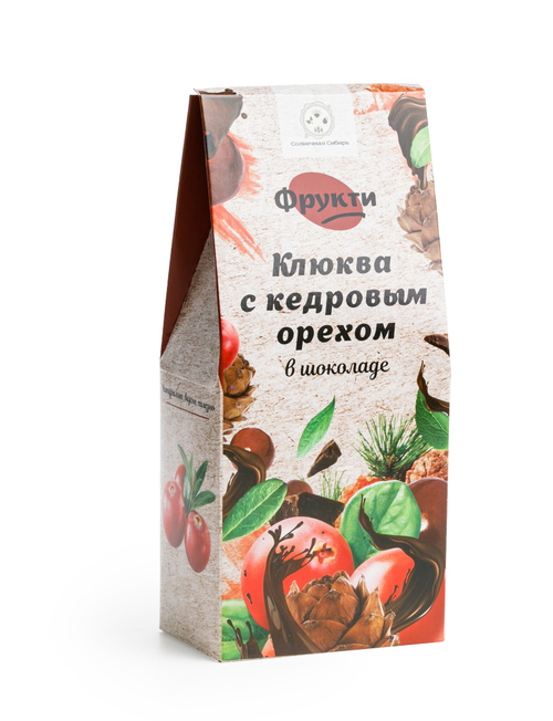 Фрукти "Клюква с кедровым орехом" / шоколад 72% / картон / 120 гр / Солнечная Сибирь