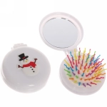 Расчёска массажная складная с зеркалом «Веселый Снеговичок», цвет микс, d-6см