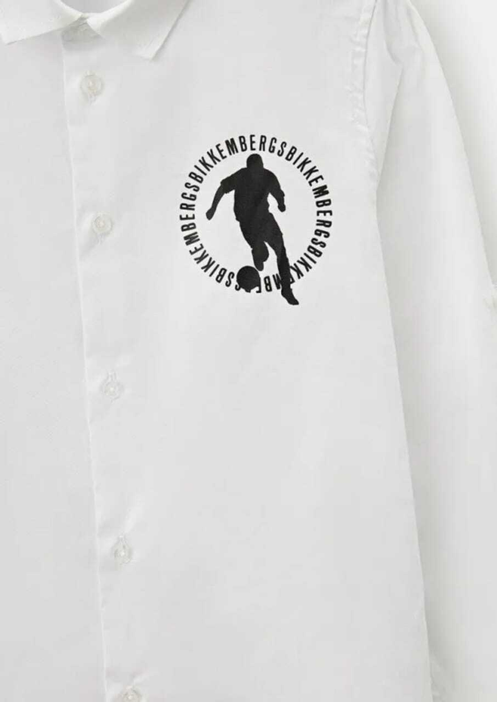Рубашка с длинным рукавом BIKKEMBERGS Белый/Термопринт: черный футболист/Спинка: кокетка: термопринт: черный логотип Мальчик