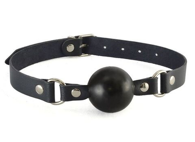 Гладкий кляп-шарик на ремешках (Цвет: черный с синим)