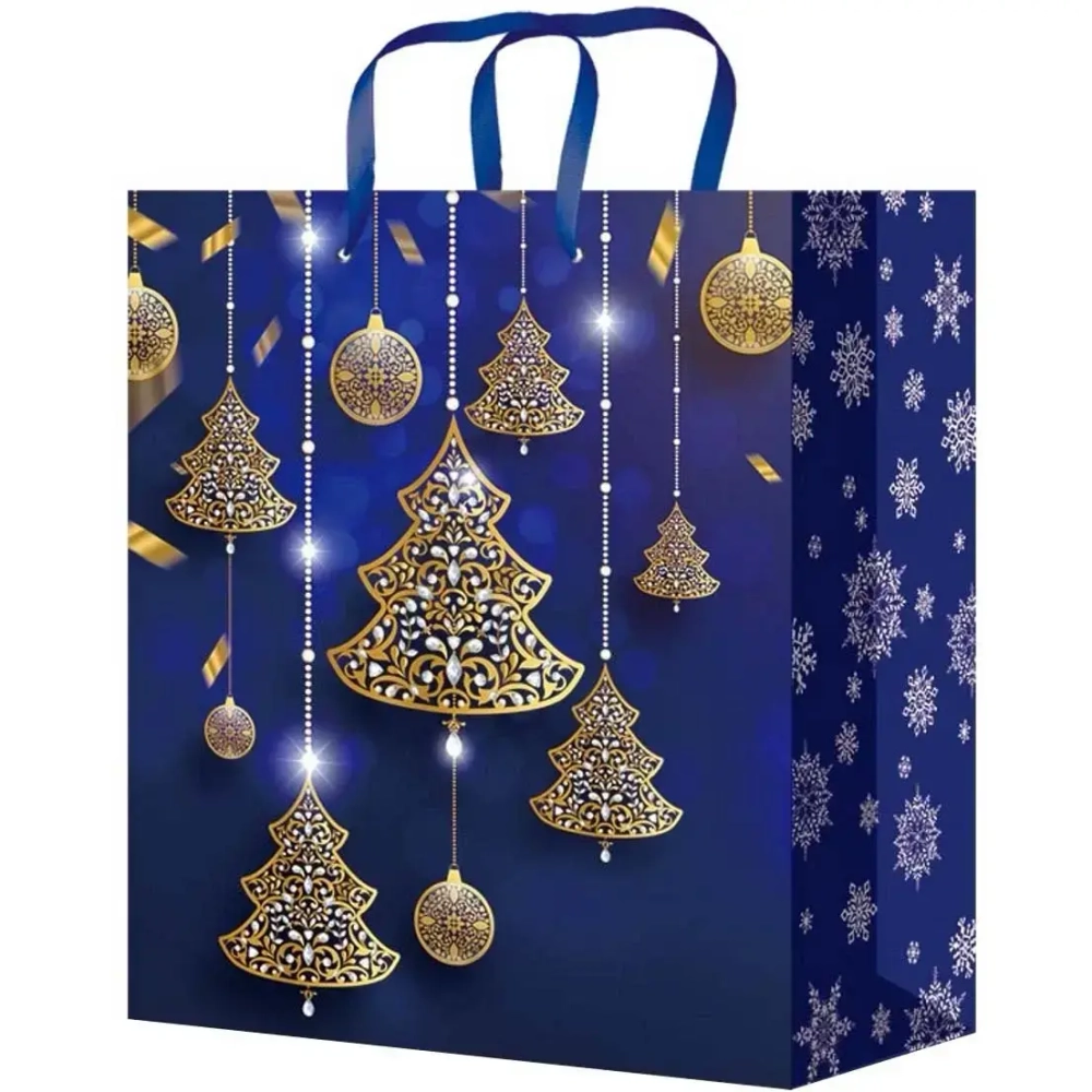 Пакет подарочный с глянцевой ламинацией 22*31*10см «Роскошный синий»