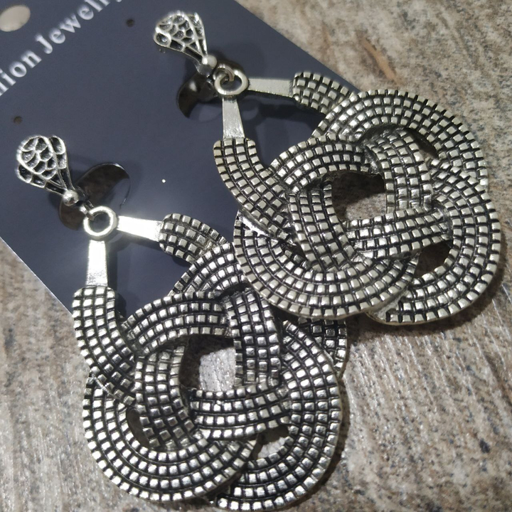 Серьги на англ.заст Bohemia Петли металл античный серебристый