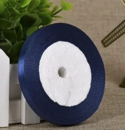 Лента атласная 12 мм 23 м, темно-синяя