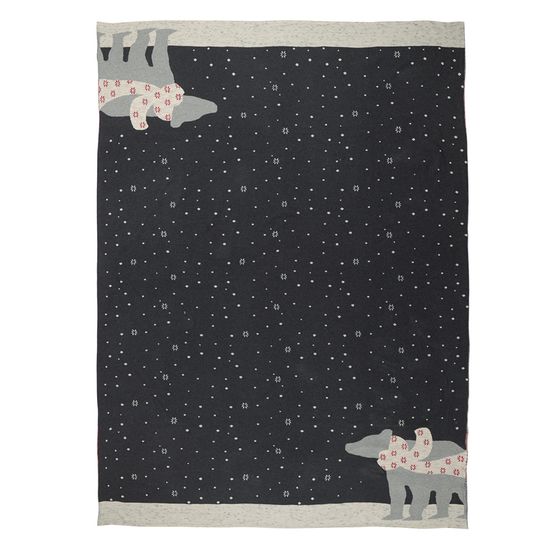 Плед из хлопка с новогодним рисунком polar bear из коллекции new year essential, 130х180 см