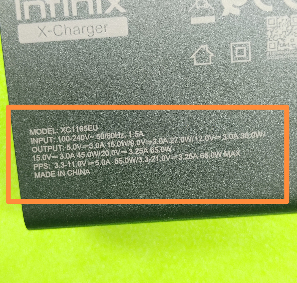 Блок питания (зарядное устройство) Type C для ноутбуков Infinix - Tecno (XC1165EU) (65W) (ORIG-SP)