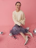 ЮБКА САТИНОВАЯ С ПЕРЬЯМИ GREY