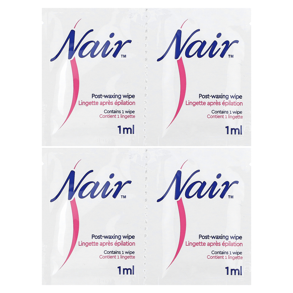 Nair, Восковые полоски, для лица и бикини, 40 восковых полосок + 4 салфетки после нанесения