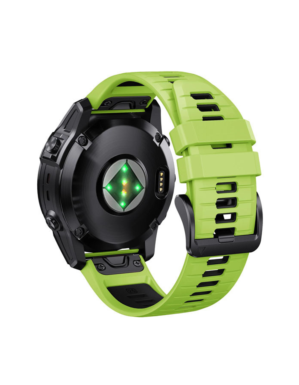 Ремешок силиконовый QuickFit 22 мм. для Garmin Fenix 7 PRO/7/6/5/5 plus, Quatix 5, MARQ, Forerunner 935 / 945, instinct, instinct 2 Лайм/Черный