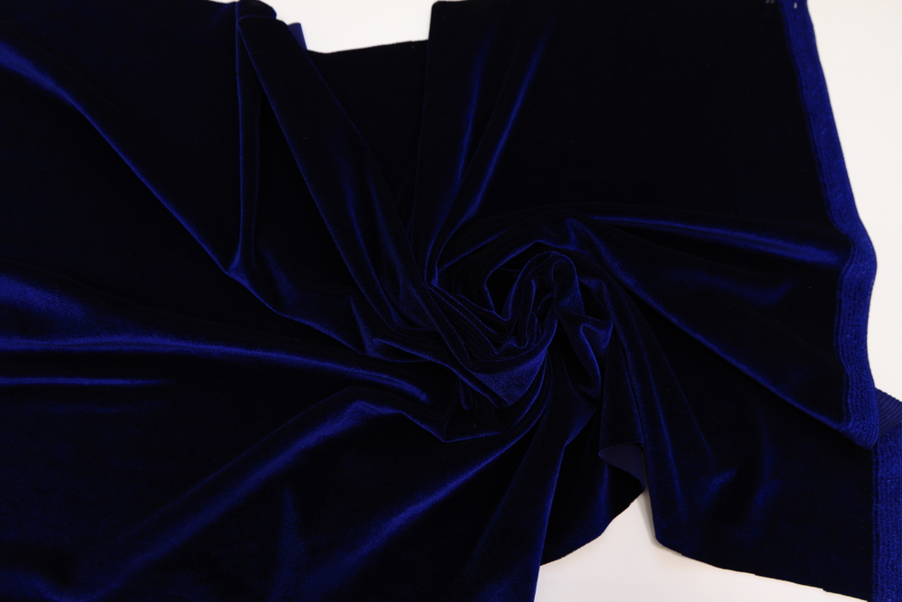 Бархат стрейч темно-синий