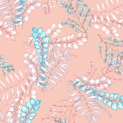 Seamless pattern from a branch with eucalyptus leaves.