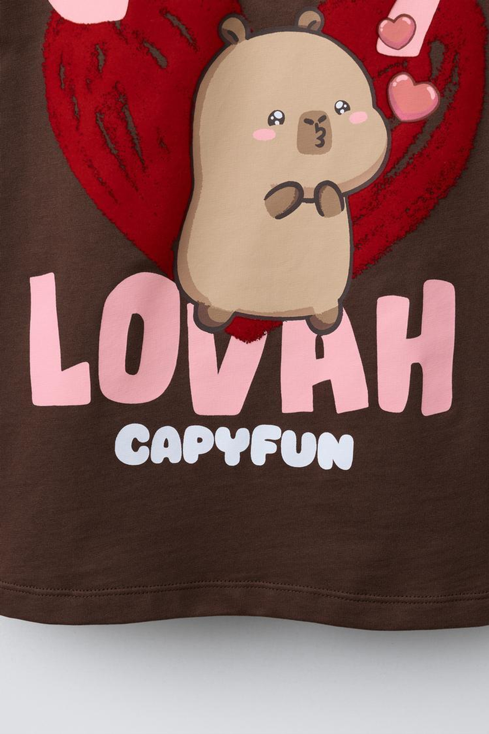 ZARA ФУТБОЛКА CAPIBARA CAPYFUN © С РЕЛЬЕФНЫМ ПРИНТОМ, КОРИЧНЕВЫЙ