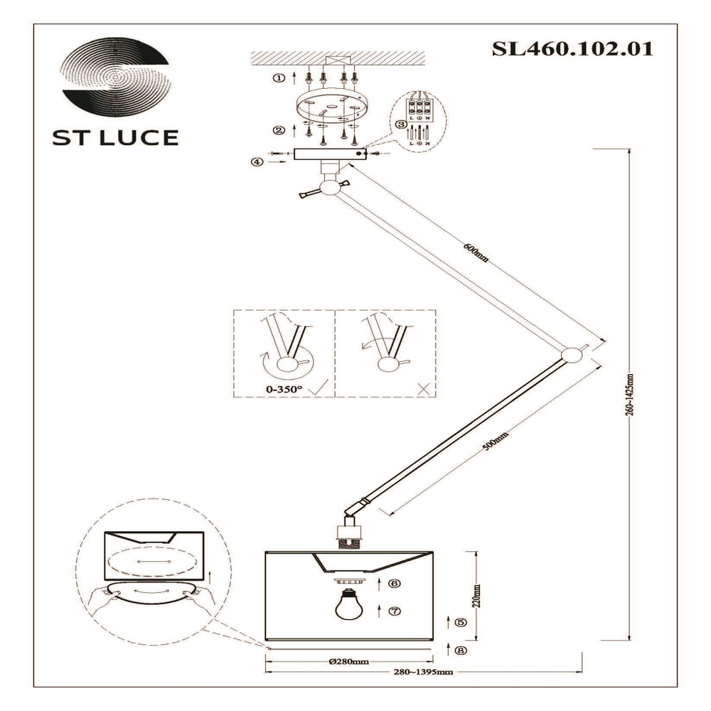 SL460.102.01 Светильник потолочный ST-Luce Хром/Белый E27 1*60W (из 2-х коробок) MARCIA