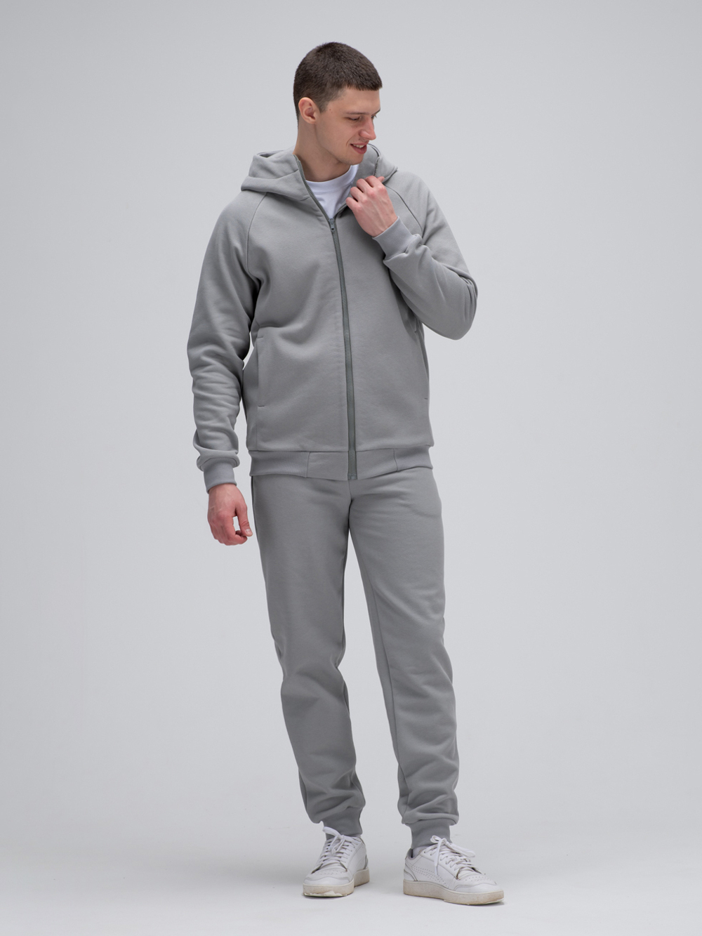 Костюм мужской спортивный на молнии (с начесом). Грей