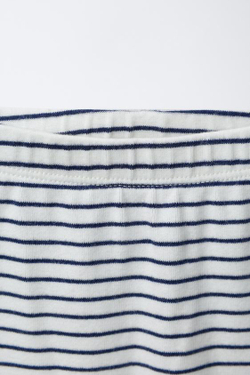 ZARA КОМПЛЕКТ ИЗ БОДИ И ЛЕГИНСОВ В ПОЛОСКУ С ПРИНТОМ «ЩЕНКИ», СИНИЙ