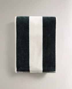 ZARA HOME ПЛЯЖНОЕ ПОЛОТЕНЦЕ В ШИРОКУЮ ПОЛОСКУ, ЭКРЮ/ЗЕЛЕНЫЙ