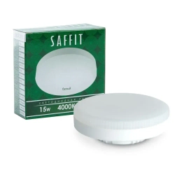 Лампа светодиодная GX53 15W 6400K таблетка, дневной белый свет, Saffit SBGX5315 55193, Упаковка 10 штук