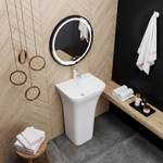 Умывальник-моноблок ELITE1 WAVE 550*435*835 ш*г*в, с хром переливом, белый, прямоуг