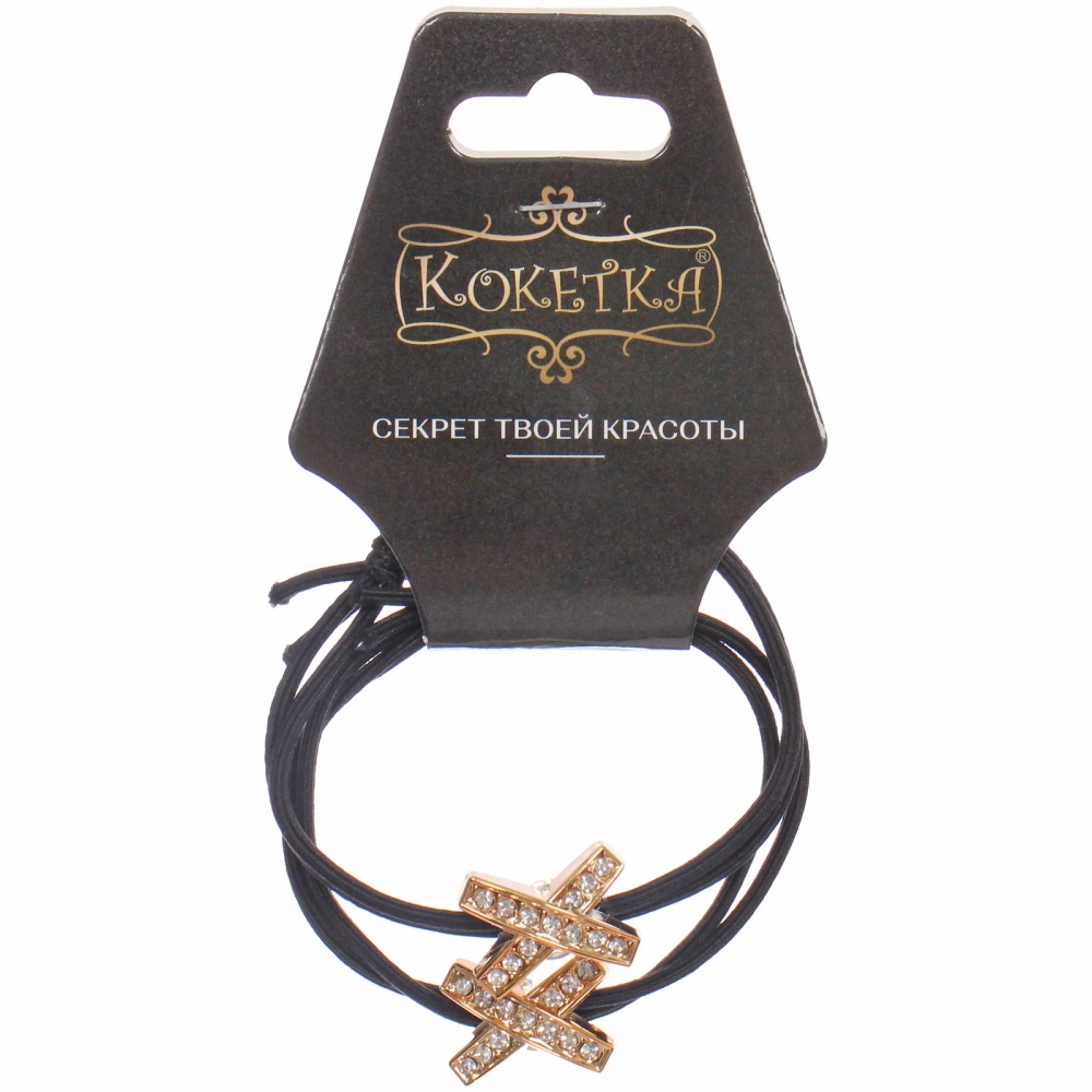 Резинка для волос в наборе 2шт «DesignPRO», цвет черный / золото , 1,7*1,7см