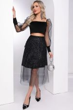 Костюм с юбкой "Воплощение стиля" (черное мерцание) К8038 LT Collection
