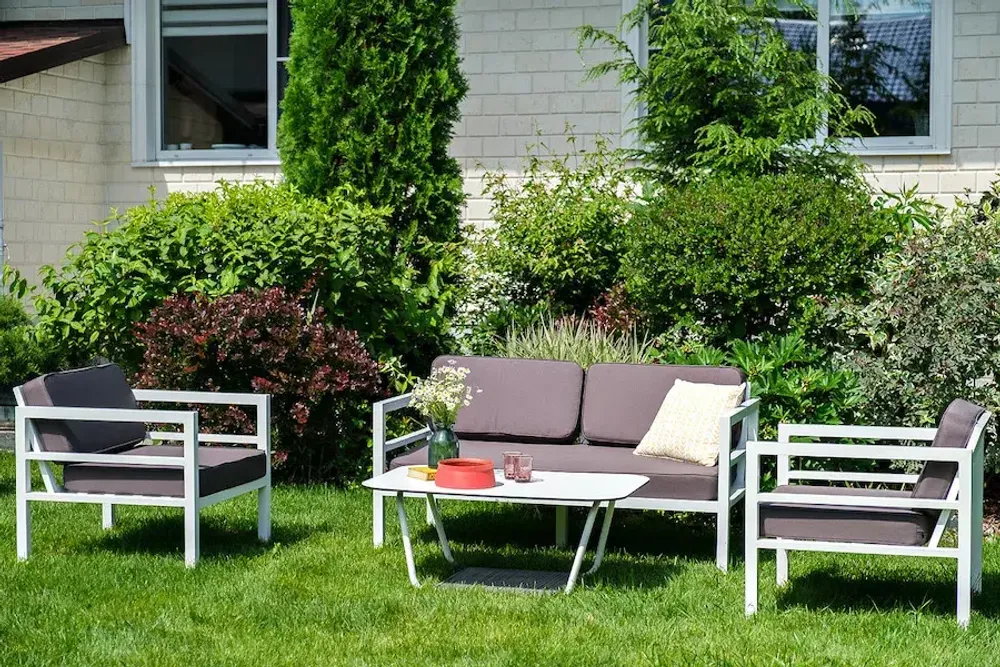 "Эстелья" лаунж-зона из алюминия со столиком из HPL 4-местная