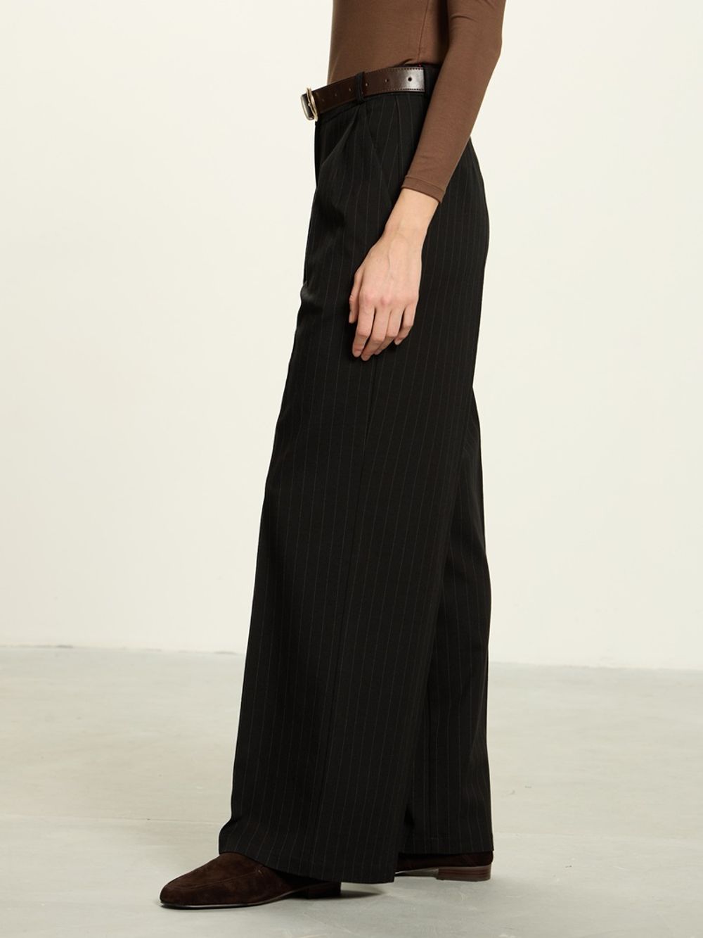 Брюки палаццо черная полоска шерсть