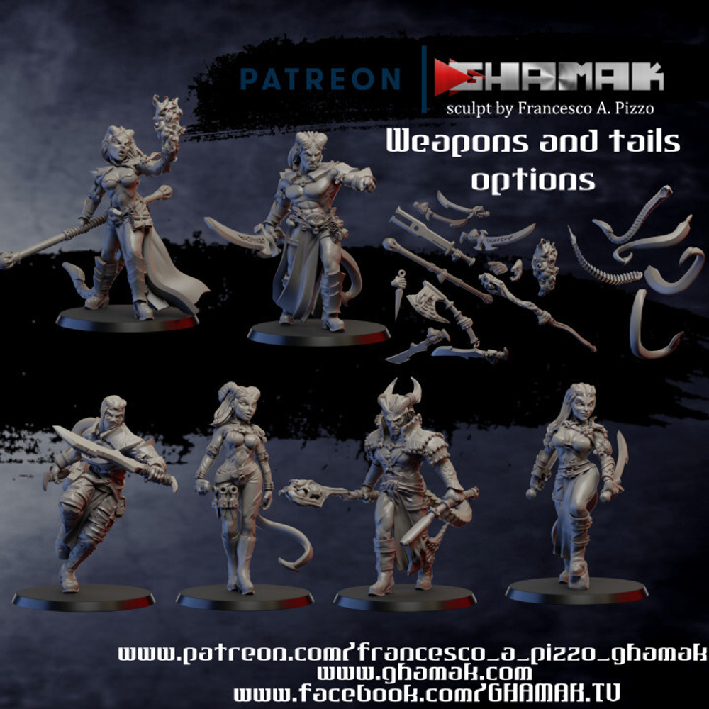 Grand Alliance Chaos Everchosen and Slaves to Darkness Хаосопоклонники Тифлинги 1шт. миниатюра для dnd, днд, pathfinder, фентези, Настольная игра, НРИ, Варгейм, РПГ
