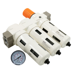 WDK-70760FA Блок подготовки воздуха 3/4", 16 бар, трехступенчатый с влагоотделителем 25-5-0.3 мк, автоматический сброс