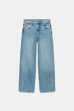 ZARA ДЖИНСЫ Z1975 STRAIGHT С ВЫСОКОЙ ПОСАДКОЙ, ВЫЦВЕТШИЙ СИНИЙ