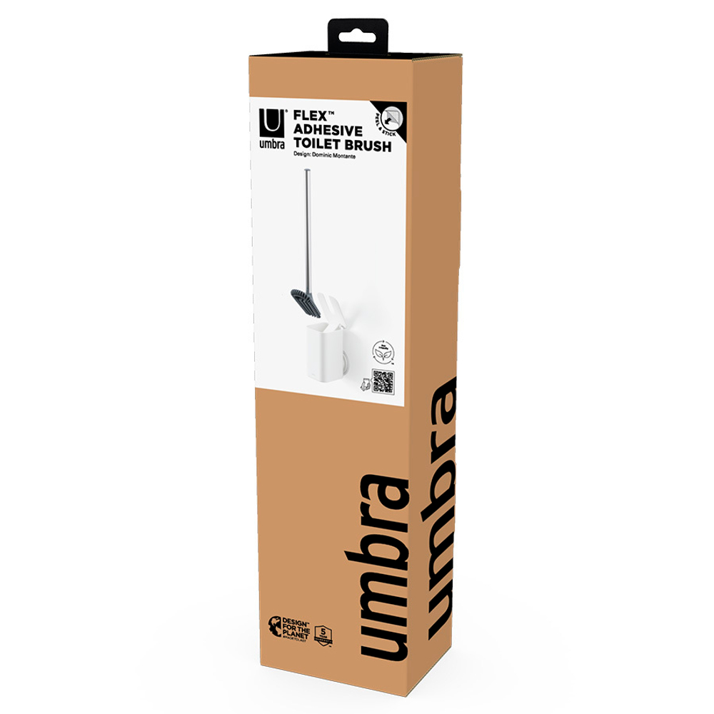 Ершик для туалета с держателем flex adhesive, белый