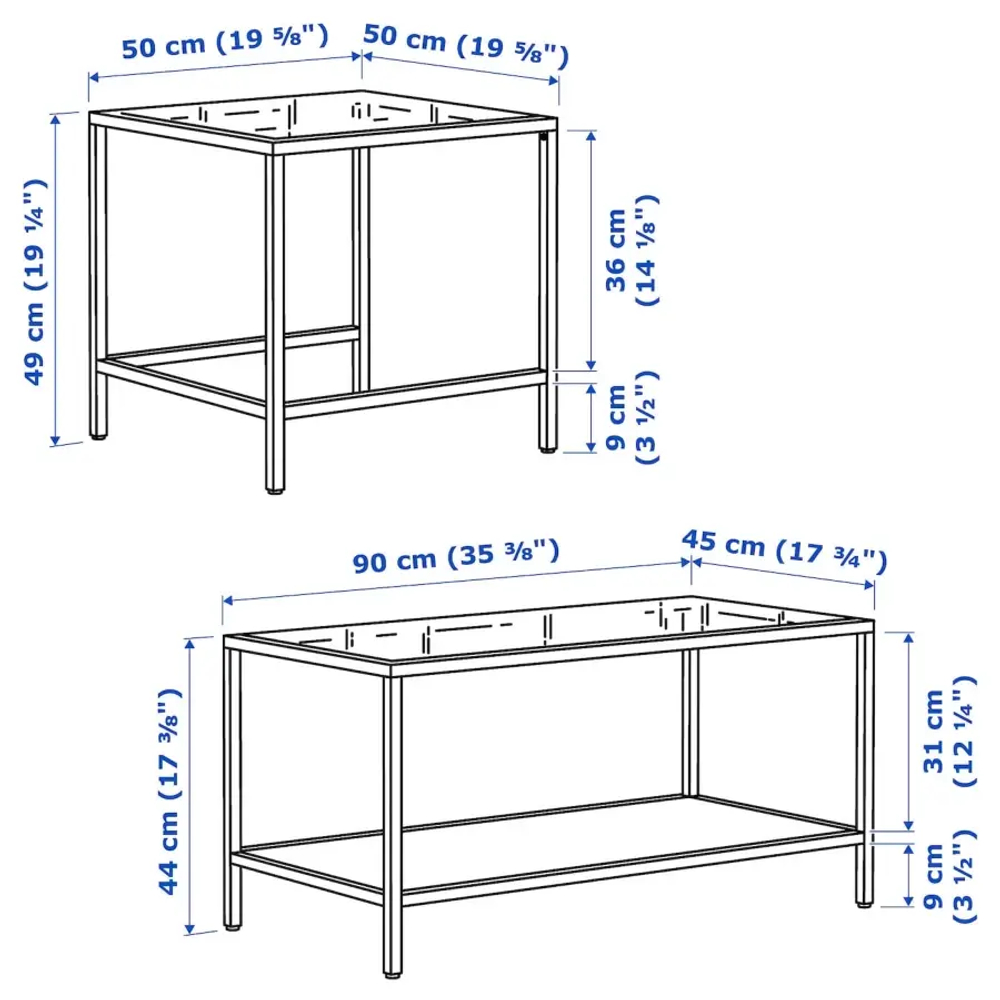 Комплект столов, 2 шт. - IKEA VITTSJÖ/ИКЕА ВИТШЁ , черно-коричневый/стекло