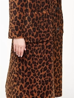 Шуба женская чебурашка тедди из шерсти мериноса, коричневый леопард, SilverFox