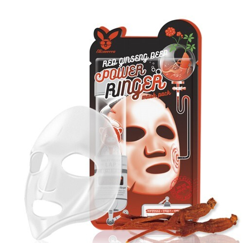 Elizavecca Power Ringer Mask Pack Red Ginseng Deep Регенерирующая тканевая  маска для лица 23мл