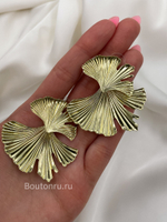Серьги золотистые в форме листьев Гинкго