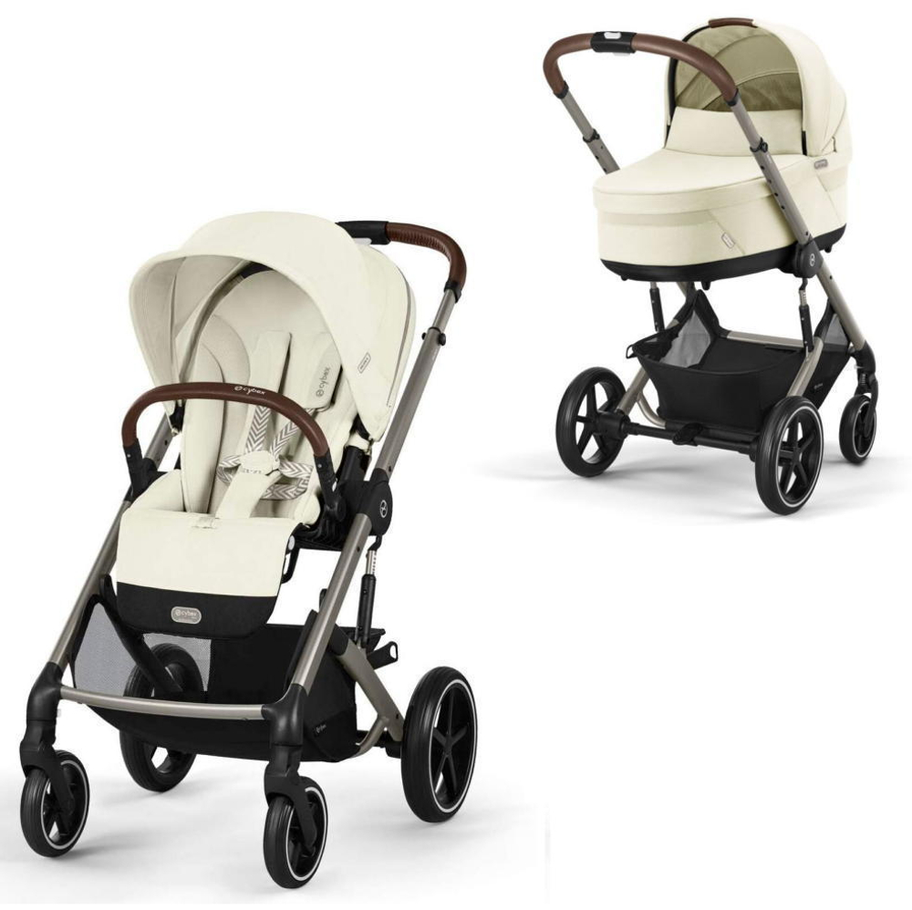 Коляска Cybex Balios S Lux TPE complete Aton B2 Steel Grey 3 в 1 Seashell Beige с дождевиками