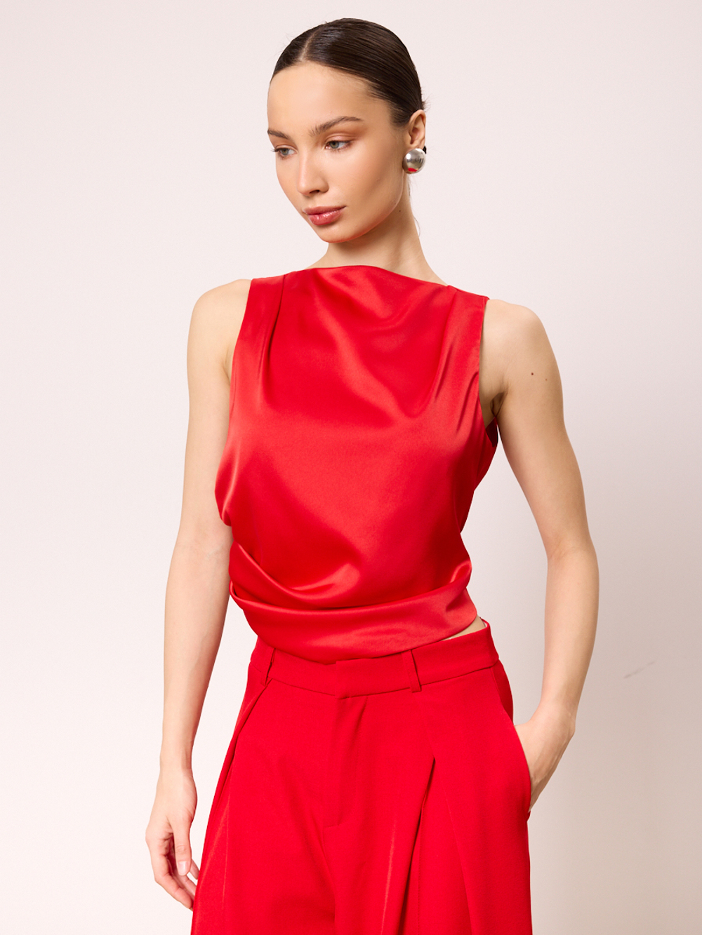 Топ блуза вечерний атласный с открытой спиной