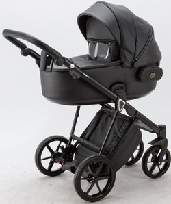 Детская коляска Adamex Porto Deluxe 2 в 1 PO-SA02 (ЧЁРН.КОЖА)