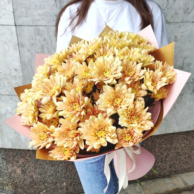 Букет из 9 кустовых хризантем сорта "SALMON"
