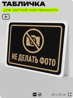 Табличка для частной территории "Не делать фото", на дом, для участка, организаций и частных территорий, предупреждающая, 40х30 см, Silver Plane x Айдентика Технолоджи